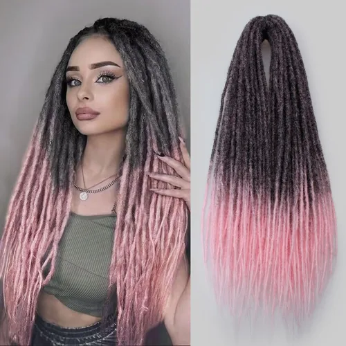 Vista 10 de 20 hebras de 24 pulgadas, extensiones de rastas color burdeos, rastas de cabello de ganchillo para mujer, hechas a mano, suaves, trenzas de cabello