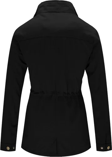 Vista 2 de WenVen Chaqueta militar casual para mujer, de algodón, cuello alto, abrigo anorak