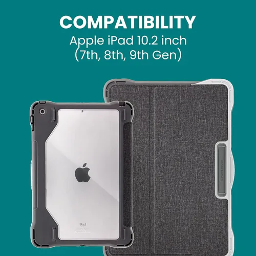 Vista 2 de Brenthaven Edge Folio - Funda resistente para iPad con soporte, solo se adapta a Apple iPad de 9ª, 8ª y 7ª generación (10.2 pulgadas), funda a