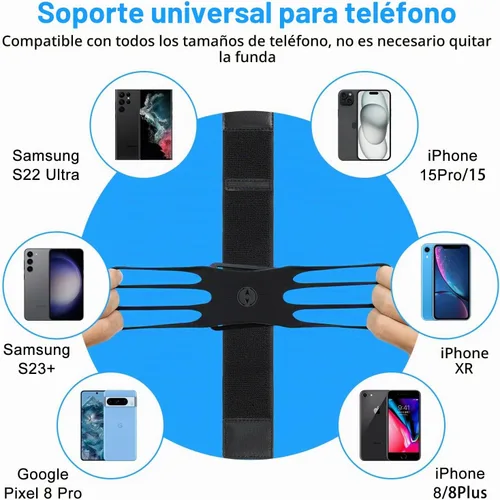 Vista 4 de Brazalete de soporte para teléfono a prueba de sudor, rotación de 360°, banda universal para correr iPhone 17 16 15 14 13 12 11 Pro Max Samsung