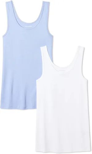 Vista 11 de Amazon Essentials Camisetas sin mangas ajustadas y acanaladas con cuello redondo para mujer, paquete de 2 Gris claro jaspeado/rosa claro