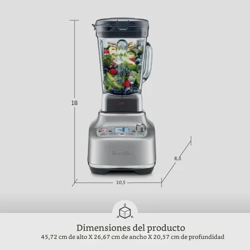 Vista 6 de Breville BBL920BST Super Q Licuadora de Grado Comercial para el Hogar, Acero Inoxidable Negro