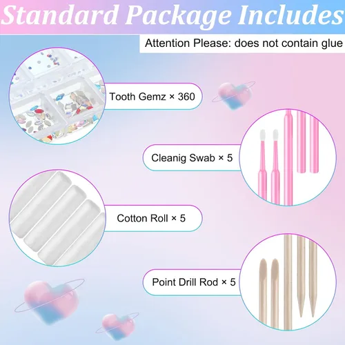 Vista 7 de Sosation Kit de 377 piezas de gemas de dientes para mujer, kit de joyería de dientes de moda de cristal artificial, juego de iniciación de gemas
