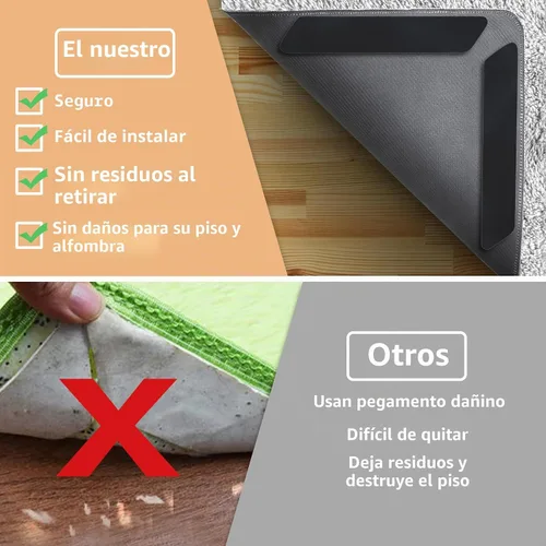 Vista 4 de ZONGOOL - 8 cintas antideslizantes para alfombras de doble cara Negro