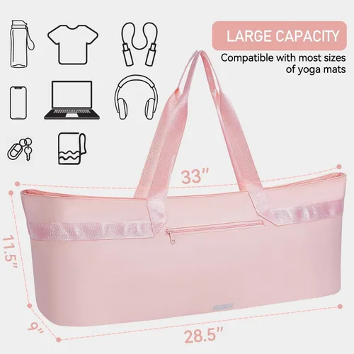 Vista 4 de Large Yoga Mat Tote Bag for Women with Holder Strap,Pilates Gym Tote Bag with Shoes Bag & Wet Pocket