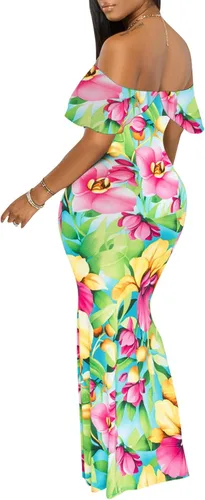 Vista 2 de Vestido largo con tirantes florales y espalda descubierta para mujer