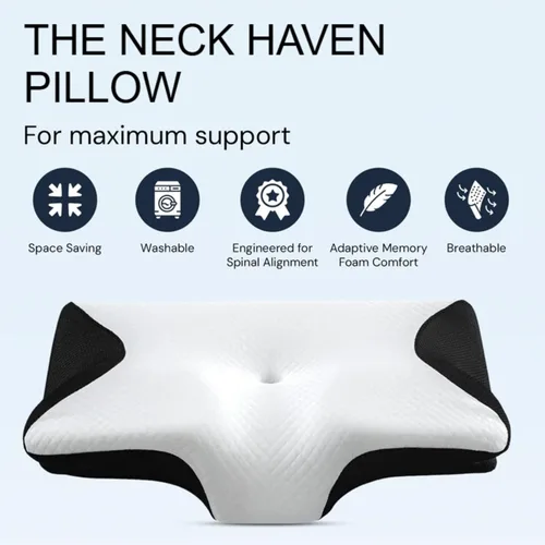 Vista 4 de Almohada cervical para dolor de cuello, almohada ortopédica para dolor de cuello y hombros, almohadas cervicales y cervicales para dormir de espalda