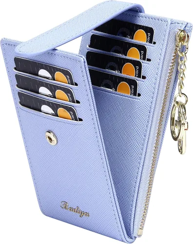 Vista 27 de Badiya Tarjetero para mujeres con RFID, carteras delgadas, plegables, tarjetero multifuncional, monedero