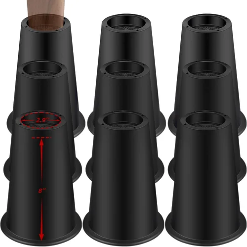 Vista 24 de Elevadores de cama ajustables de 8 pulgadas, soportes de elevación antideslizantes resistentes para camas, sofás, diseño cuadrado duradero