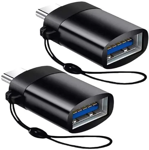 Vista 2 de BoxWave Cable compatible con GameSir X2 (versión Bluetooth) – USB-C a A PortChanger (paquete de 2), USB tipo C OTG USB portátil - Negro pizarra