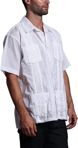 Vista 4 de G-style EE. UU. Remera playera mangas cortas de guayabera cubana para hombres