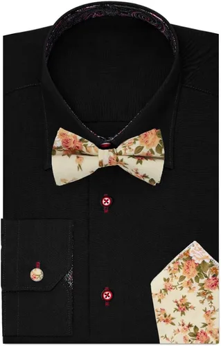 Vista 3 de Dan Smith Cotton Bowties For Mens 25.6"-Neck-Size Clip-On Adjustable Floral Bowties Hankie Set