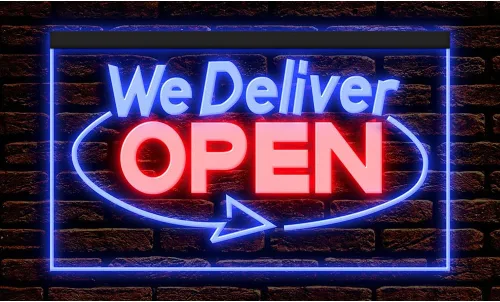 Vista 16 de 110020 We Deliver Open Services Cafe Fast food Shop Restaurant Display LED Light Neon Sign (12" X 8", 16 Colors By Remote)