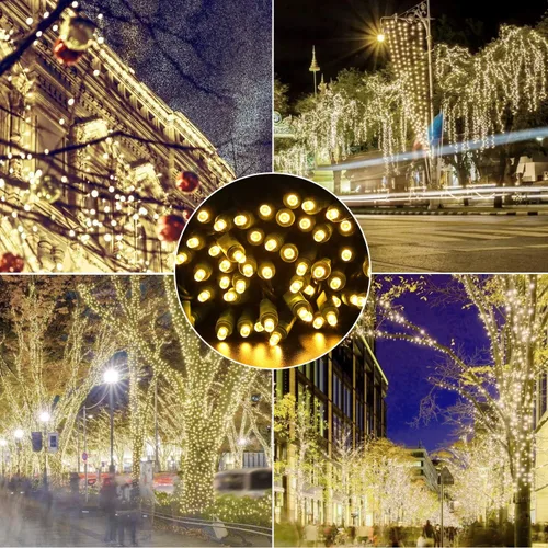 Vista 5 de 100 Luces LED de Navidad Blanco Cálido – 50 pies Luces de Navidad Blancas de 5mm para Exteriores Grado Comercial Resistente al Agua, Decoraciones
