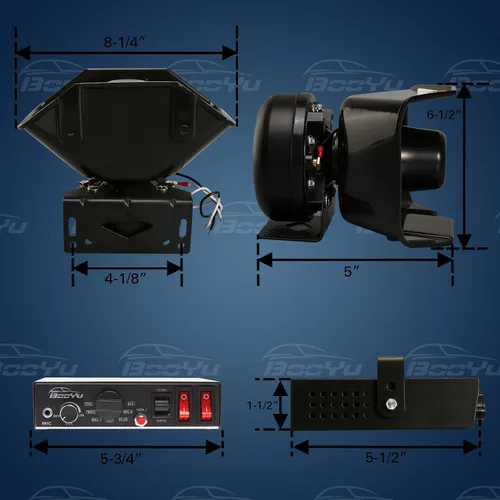 Vista 6 de Sistema de megafonía de emergencia BooYu de 9 tonos, 12 V, 400 W, sirena de policía de advertencia para vehículos de bomberos, ambulancia, camiones