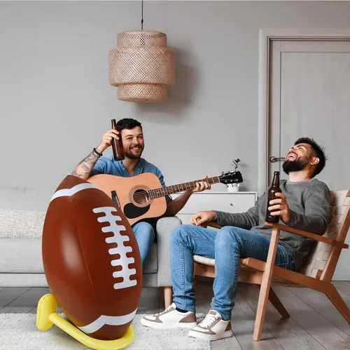 Vista 7 de Sanwuta Juego de fútbol inflable gigante gigante de 37 pulgadas con camiseta inflable, suministros para fiestas de cumpleaños, decoración de portón