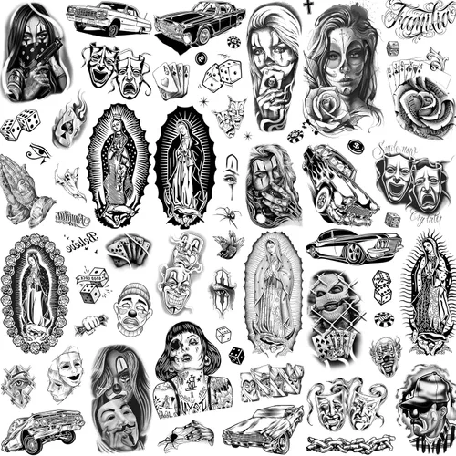 Vista 15 de 49 hojas de tatuajes temporales tribales negros para mujeres, hombres, adultos, brazo, cuerpo, de larga duración, lobo maorí, tigre, león, guerrero