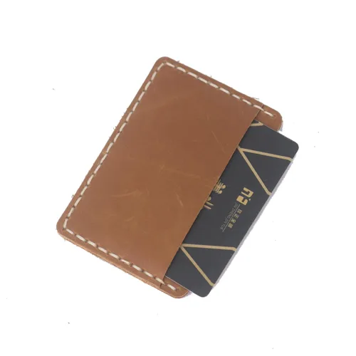 Vista 4 de New style Handcrafted Front Pocket Card Holder, Leather Minimalist Cardcase, Credit Card Holder, 3 Card Slots (light brown)