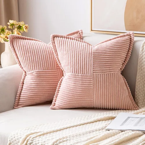 Vista 92 de MIULEE - Juego de 2 fundas de almohada beige de 12 x 12 pulgadas con entretejido, fundas de almohada a rayas bohemias supersuaves con textura