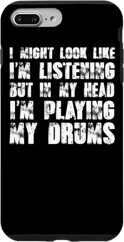 Vista 12 de iPhone 12/12 Pro Might Look Like I'm Listening Playing Drums - Estuche divertido para batería