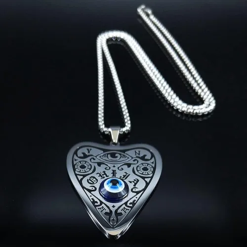 Vista 3 de Fashion Wicca Ouija Sun Star Moon - Collares de acero inoxidable para mujer, collar de cadena de color plateado, joyería Collier Femme N56702
