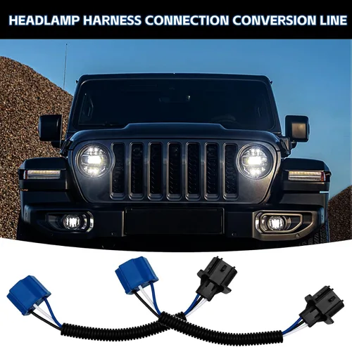 Vista 7 de NTNEV 2 adaptadores H13 macho a H4 hembra, conector adaptador de faros, kit de cable de conversión de faros, compatible con Jeep Wrangler JK JKU