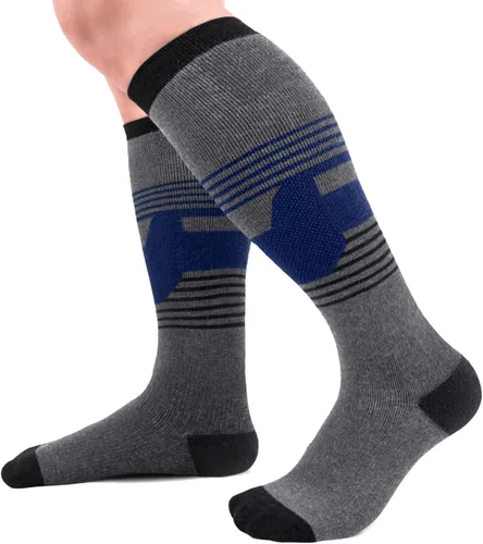Vista 4 de 2 pares de calcetines de esquí para mujer y hombre, calcetines de clima frío para esquí, snowboard, calcetines cálidos de invierno hasta la rodilla