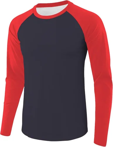 Vista 24 de Camiseta de béisbol para hombre, manga larga, cuello redondo, algodón, raglán, casual, dinámica