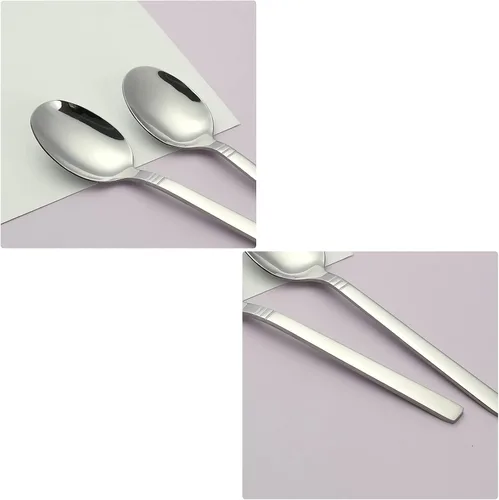 Vista 3 de Morcte Cucharas de postre de acero inoxidable, cucharadita de 12 piezas