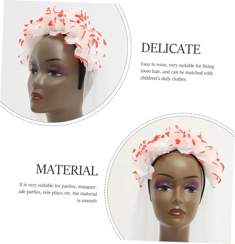 Vista 3 de SOIMISS Rose Flower Headband Halloween Rose Hair Day of The Dead Hair Band Rose Floral Veil Rose Veil Headband Mexican Flower Garland Headpiece