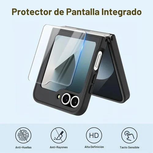 Vista 4 de ORETECH Magnético para Samsung Galaxy Z Flip 6 con 2 protectores de Negro