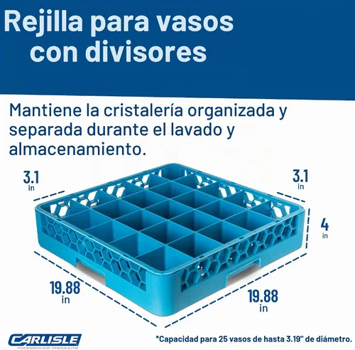 Vista 5 de Carlisle FoodService Products OptiClean - Estantes de vidrio con 25 compartimentos, se adapta a copas de vino tinto de 3.25 pulgadas de diámetro