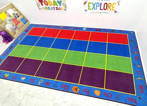 Vista 2 de KidCarpet.com ABC Rainbow - Alfombra para aula con 24 asientos, rectangular de 7 pies 6 pulgadas x 12 pies