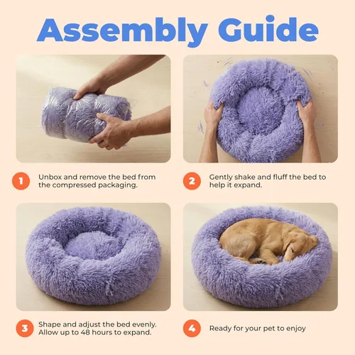 Vista 7 de Best Pet Supplies Casa para Perros Cama Colchoneta Carpa Interior Redonda Suave de Felpa para Razas Pequeñas, Medianas y Grandes - Lavanda, 20 x 20