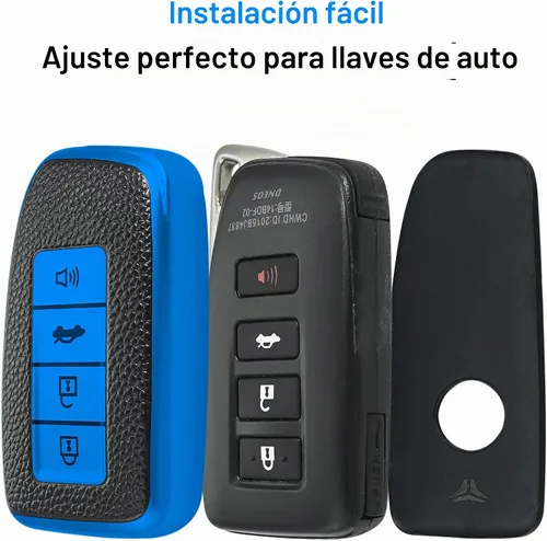 Vista 4 de Kirsnda Funda con textura para llavero compatible con Lexus, funda/protector de llave de TPU suave, 4 botones que se ajusta a ES IS GS NX RX RC GX