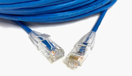 Vista 3 de Custom Cable Connection Cable de conexión Ethernet clasificado CMP azul Cat6 UTP Plenum de 5 pies