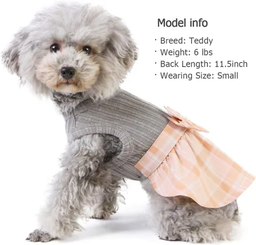 Vista 14 de KYEESE Vestido de Navidad para Perro de Cuadros Búfalo Rojos, Vestidos para Perros con Corbatín, Vestido para Perro Pequeño 0#Buffalo Check