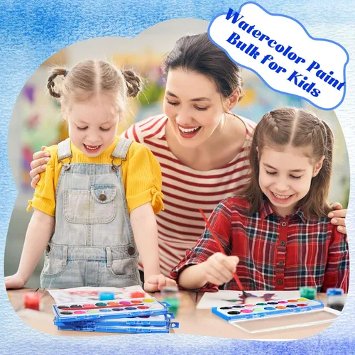 Vista 5 de Jexine Juego de 48 pinturas de acuarela de 16 colores, lavable a granel, pintura de acuarela con pinceles para adultos, actividades artísticas