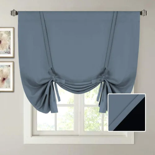 Vista 17 de H.VERSAILTEX Cortinas cortas 100% opacas para ventana de cocina, cortinas de amarre de eficiencia energética, bolsillo para barra, cubierta