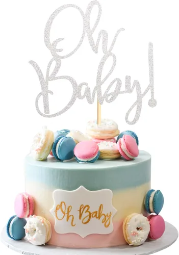 Vista 9 de Oh Baby Cake Toppers - Palillos para pasteles de baby shower para celebrar baby shower, suministros de decoración de fiesta de cumpleaños de niños