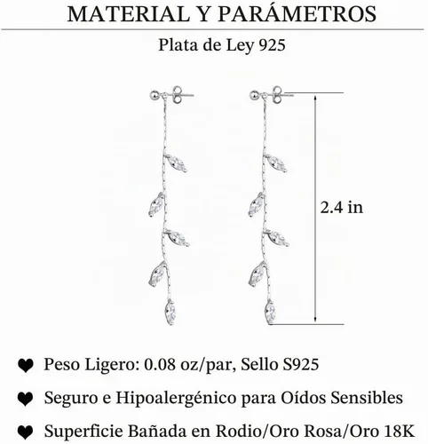 Vista 6 de SLUYNZ Solid 925 Sterling Silver CZ Droplet Dangle Earrings Chain for Women Teens Dainty Olive Leaf Dangling Earrings Elegant Wedding Bridal plata
