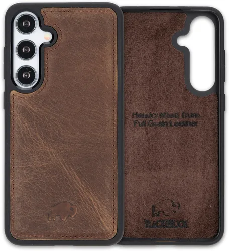Vista 17 de BLACKBROOK Funda de piel de alta calidad a presión compatible con Samsung Galaxy S24, elegante funda de cuero de grano completo con la máxima