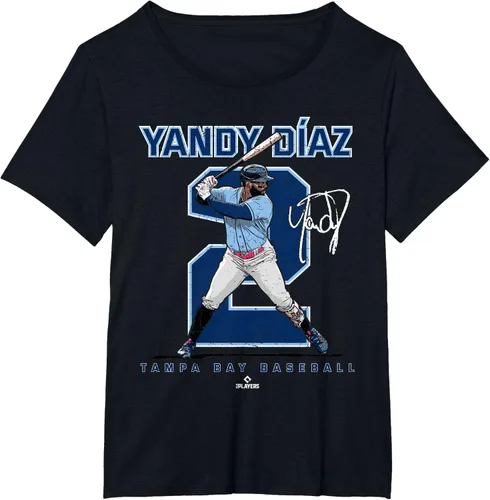 Vista 18 de Camiseta Number and Portrait Yandy Diaz Tampa Bay MLBPA, Negro
