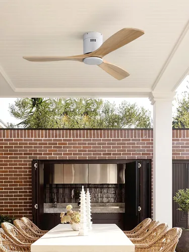 Vista 11 de Sofucor Ventilador de techo de 52 pulgadas con luces y control remoto, ventilador de techo de madera de perfil bajo de montaje al ras
