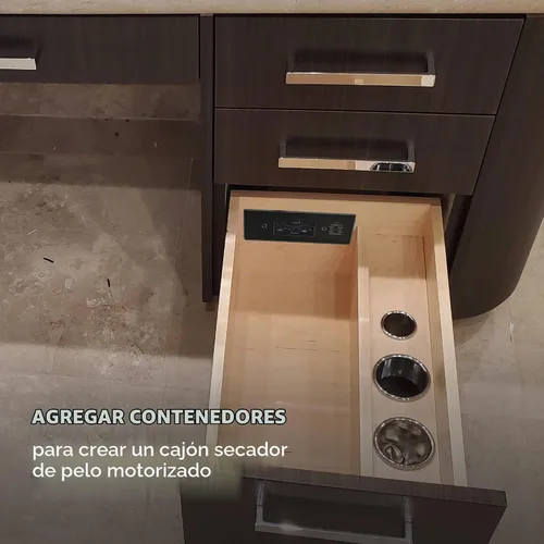 Vista 6 de Hoja de acoplamiento para cajón en tomacorriente, 2 USB-A, 2 AC, negro