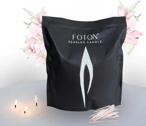 Vista 20 de Foton Vela Perlada 18 Oz - Velas de Cera en Polvo de Sidra Nevada, No Tóxicas, Lujo, Duraderas hasta 120 Horas - Vela Perlada de Arena Recargable