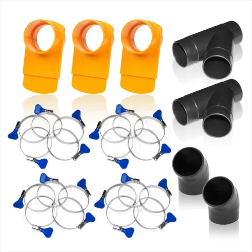 Vista 10 de POWERTEC Kit de accesorios de recolección de polvo de 2-1/2 pulgadas con conectores transparentes, puertas de chorro y abrazaderas de manguera