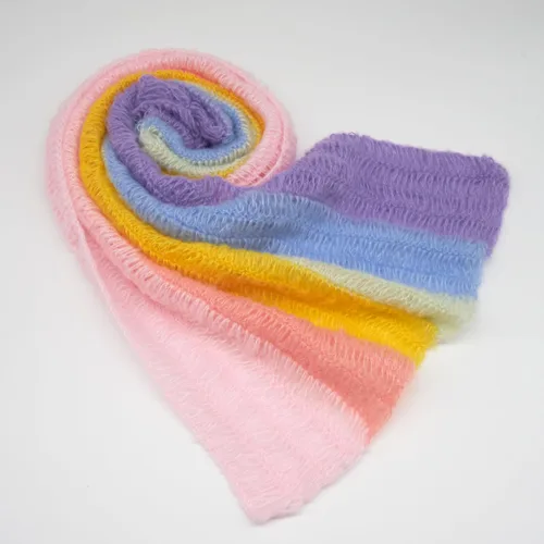 Vista 2 de Coberllus Accesorios de fotografía para bebé recién nacido, manta de mohair para niño y niña, arco iris, larga ondulación, para sesión de fotos