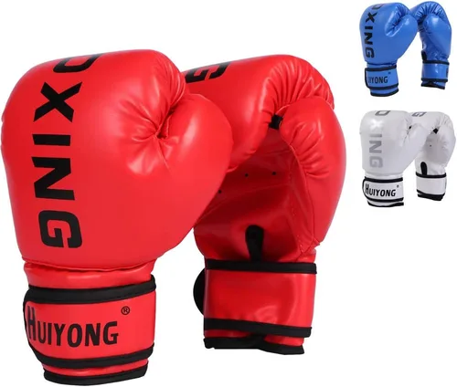 Vista 2 de Guantes de boxeo para niños HUINING, guantes de entrenamiento para niños, guantes de boxeo MMA, guantes de boxeo de poliuretano, con dibujos