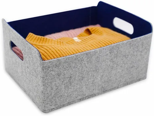 Vista 7 de Welaxy Cestas de almacenamiento plegables de fieltro, cubos de almacenamiento para estantes, caja de fieltro para niños, juguetes, revistas, libros